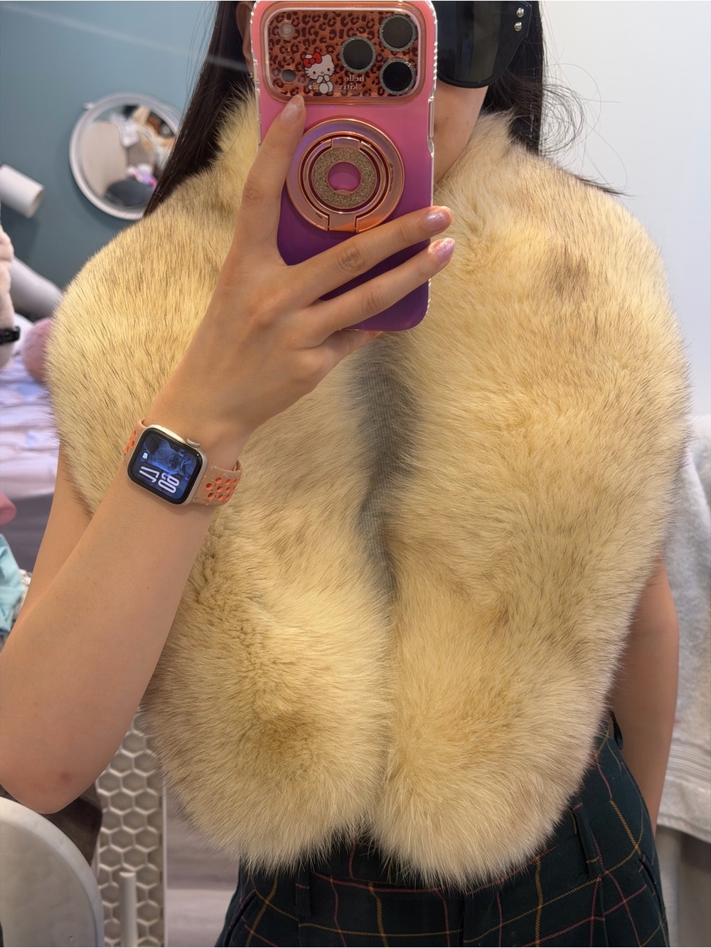 Japanese SAGA FOX blue Fox Fur Stole Collar Wrap Bridal